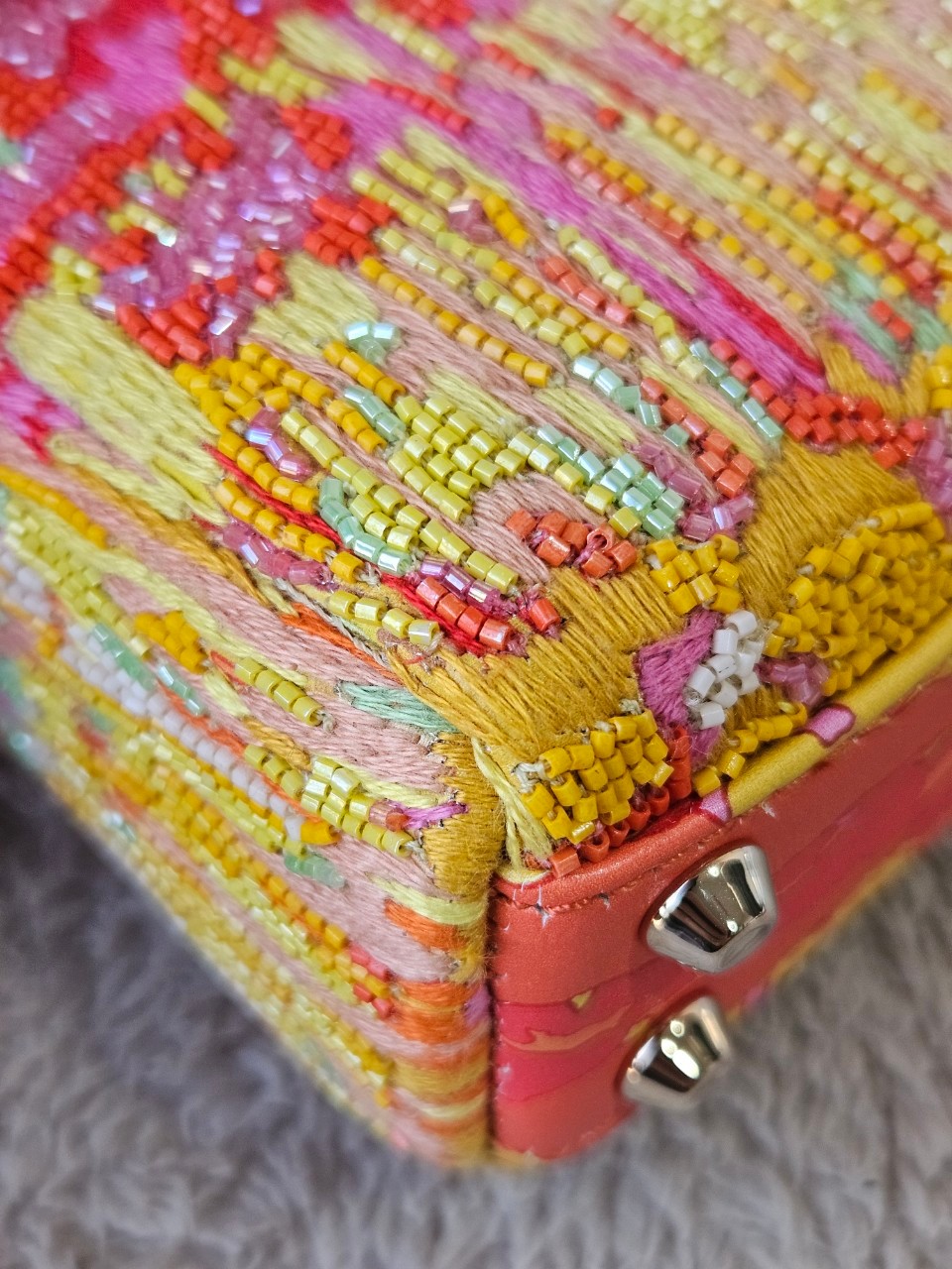 Lady Dior Micro Multicolor - Orange Gold Hardware