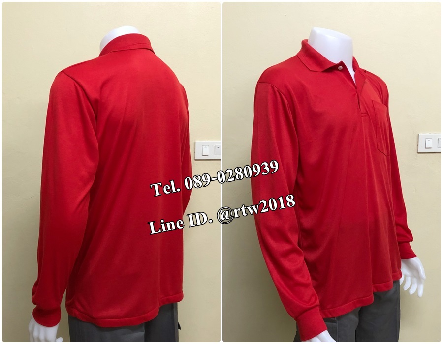 เสื้อคนสวนแขนยาวคอปกสีแดง(ราคาสำหรับ 12 ตัว) (รหัส H2)