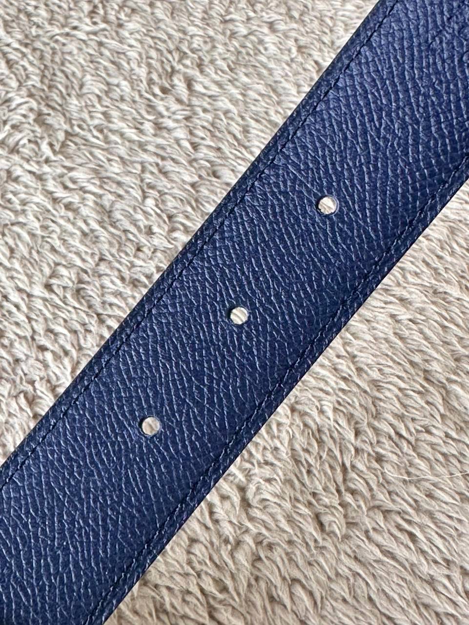 Hermes Belt สายสีเขียว/น้ำเงิน หัวกลมทอง