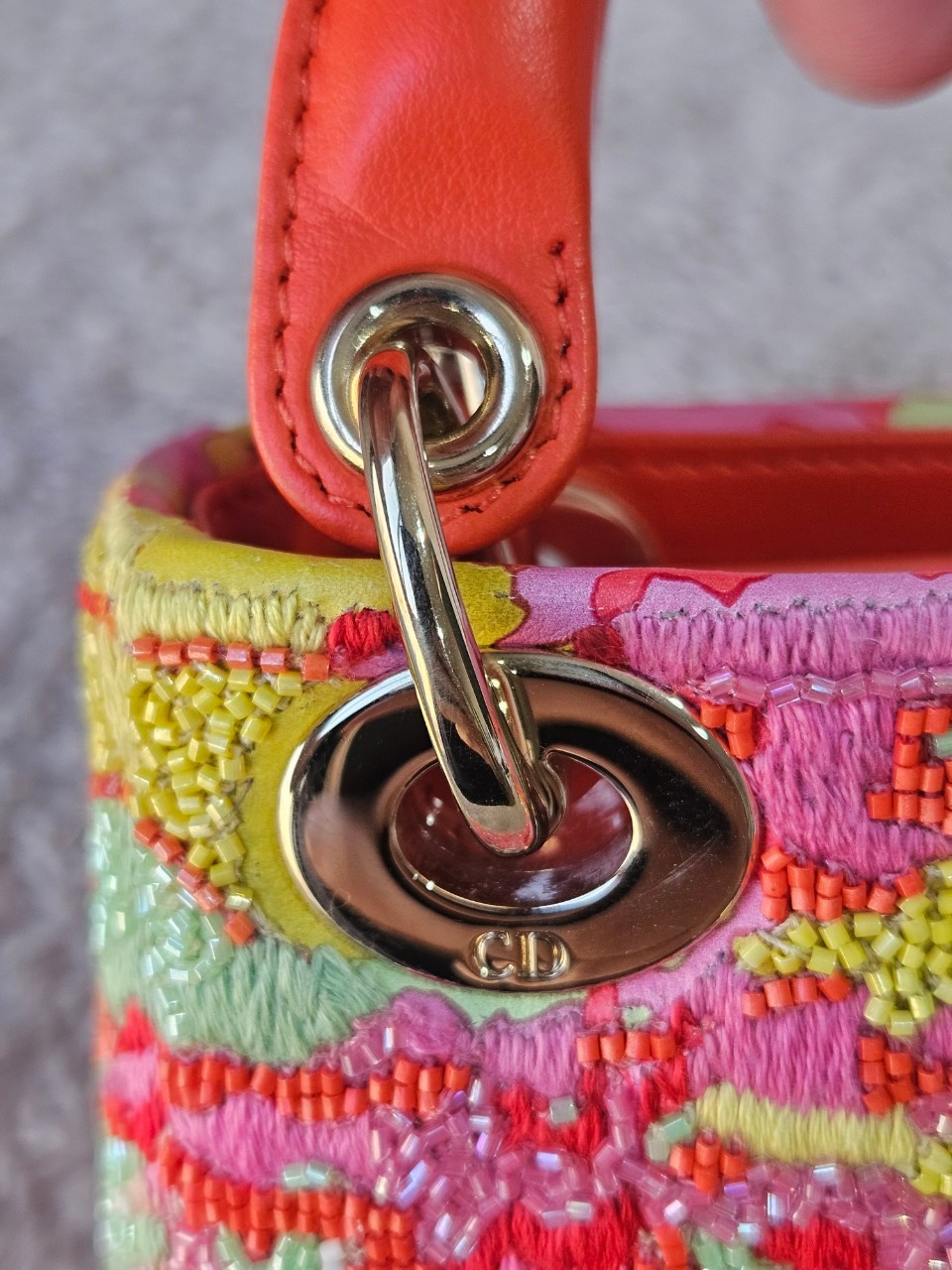 Lady Dior Micro Multicolor - Orange Gold Hardware