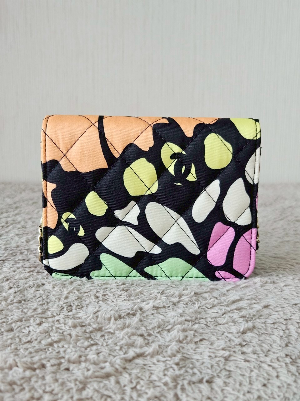 Chanel Multicolor Printed Fabric Mini Clutch With Chain holo32