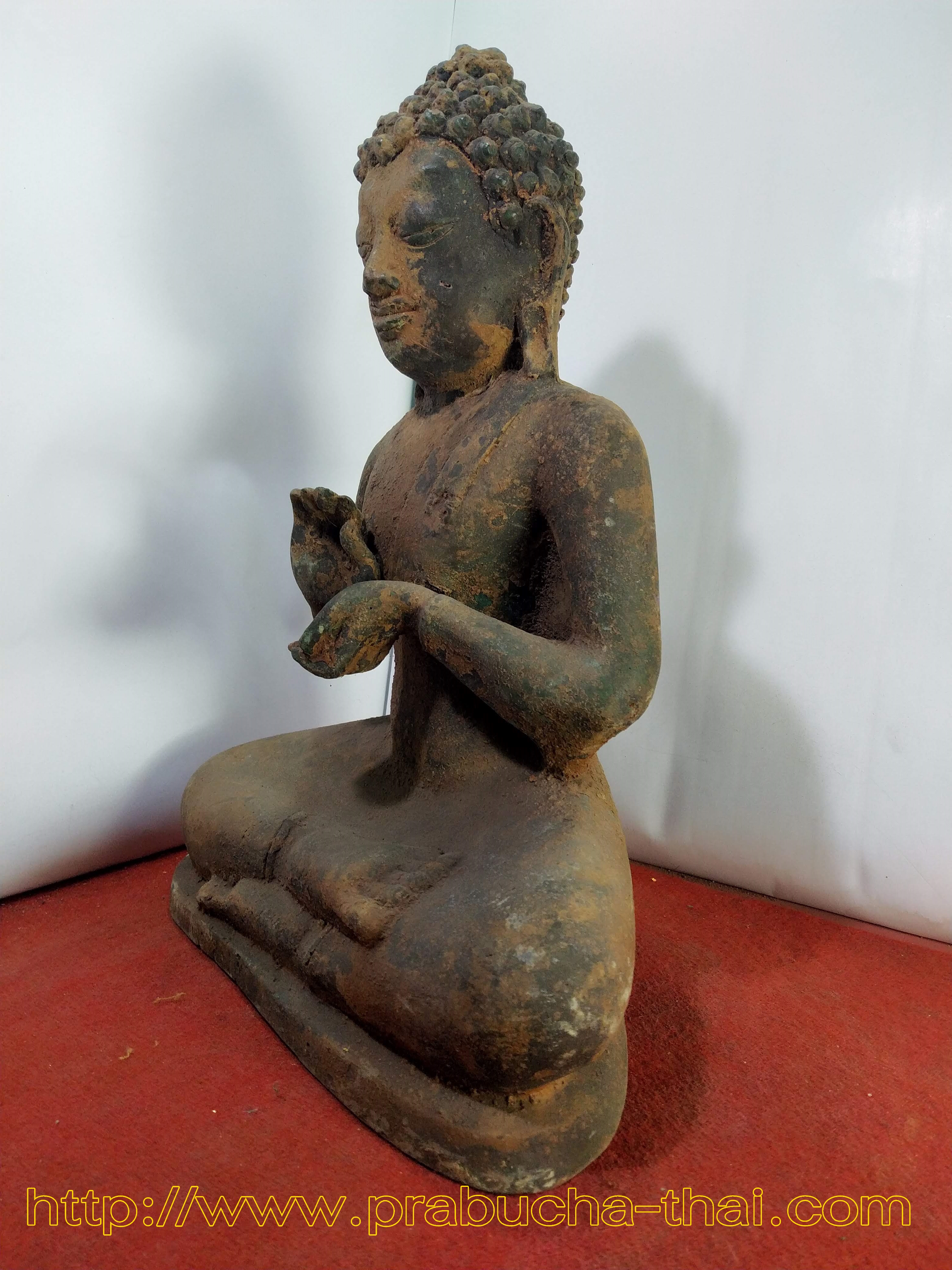 พระพุทธทราวดี ปางสนเข็ม หน้าตัก 9 นิ้ว เนื้อโลหะสำริดสภาพ