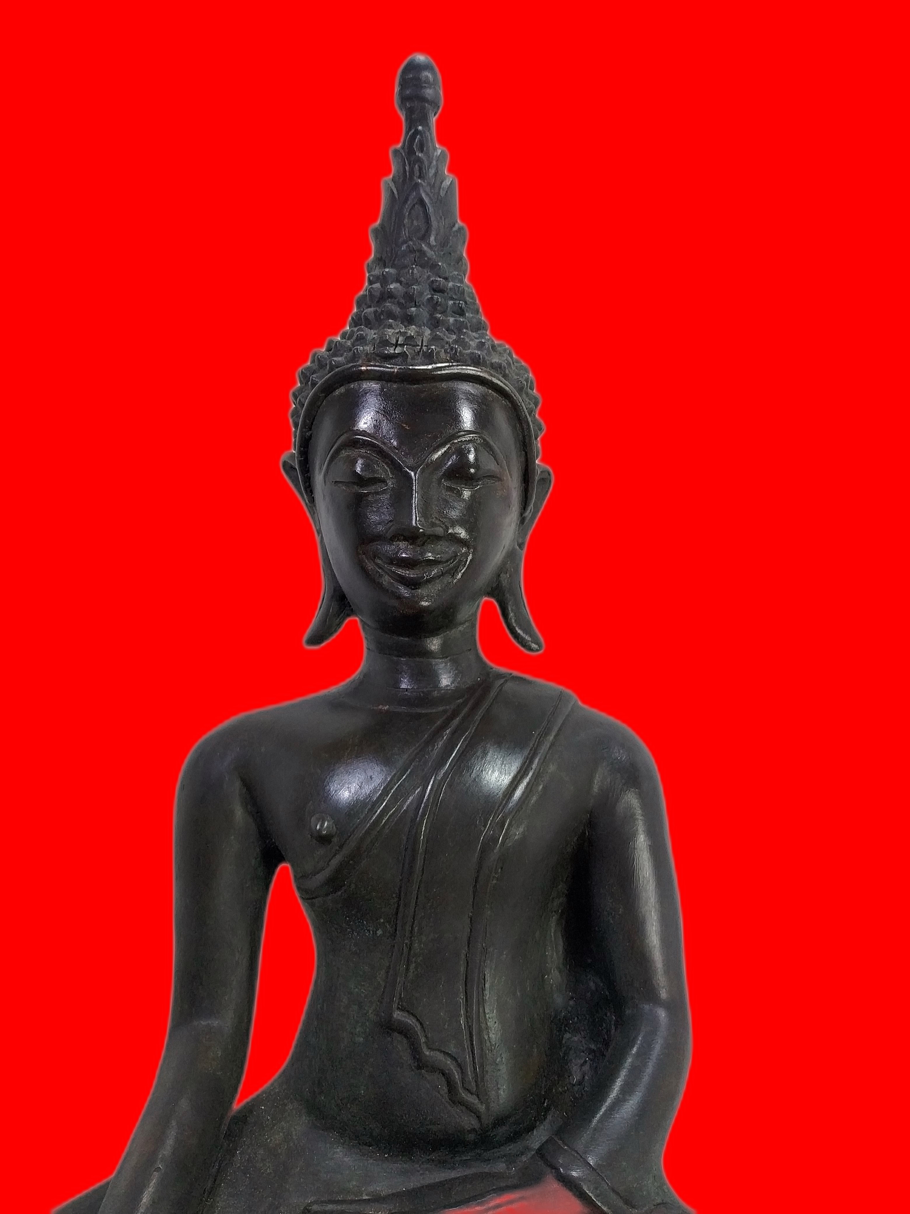 พระเชียงรุ้ง ล้านนา ฐานสูง หน้าตัก 9 นิ้ว เนื้อโลหะสำริด