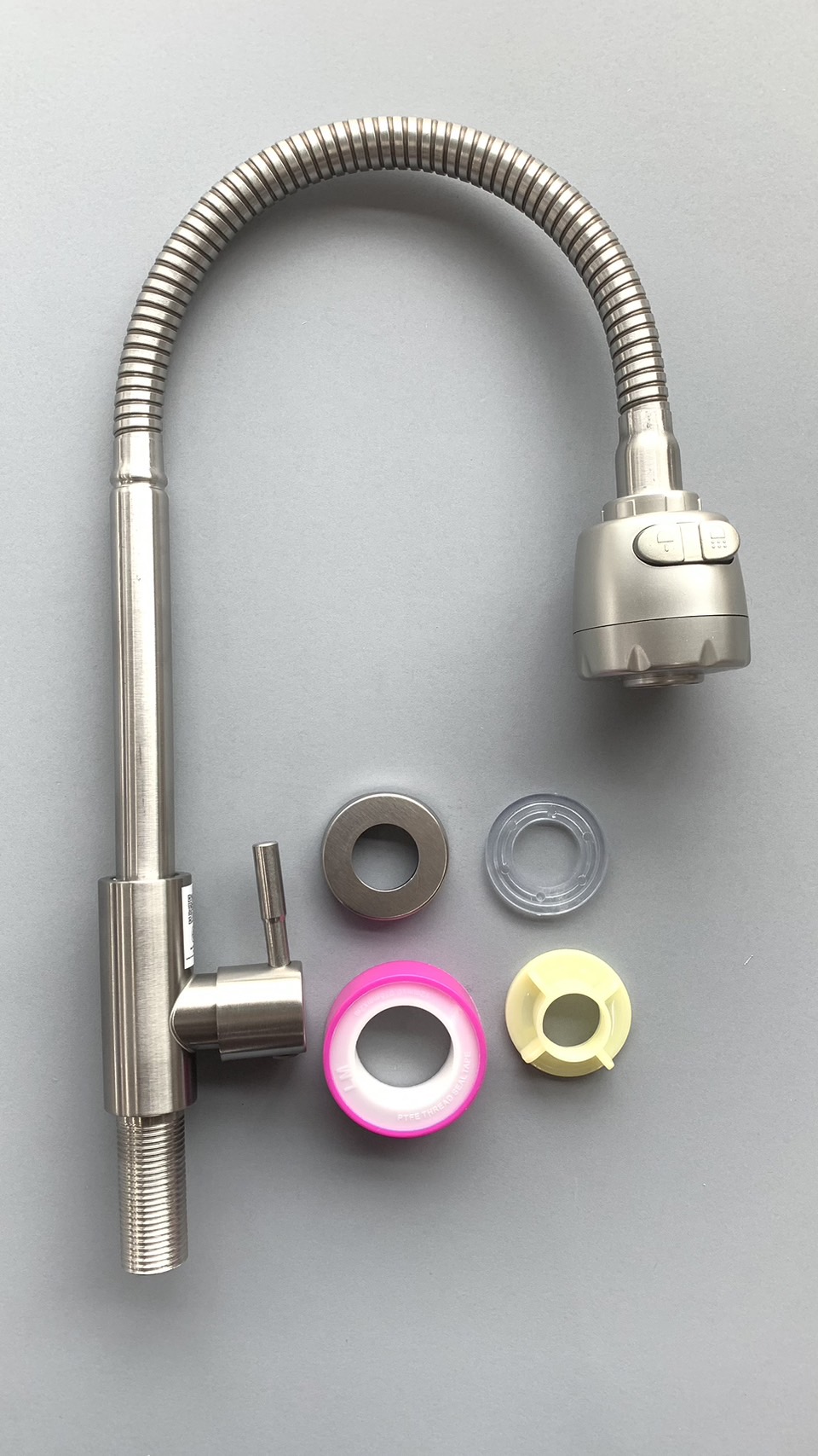 ก๊อกอัดแผง R18SS สแตนเลส ยืนสายอ่อน ก้านปัด