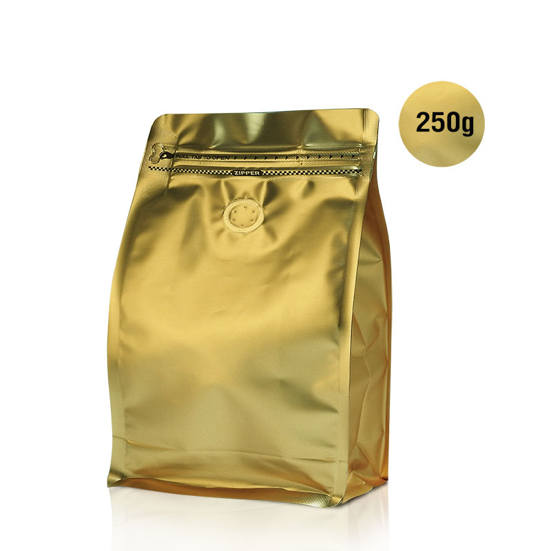 Cube Series coffee bag 250g with valve, zip lock, can stand, expandable beside (50PCS Per Pack)