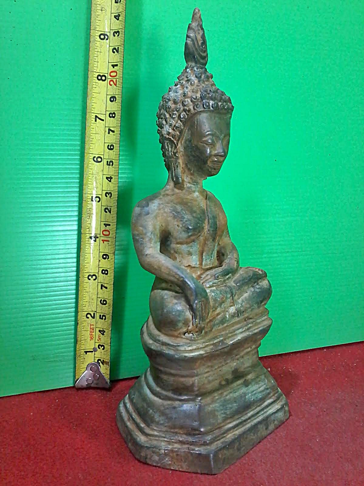 พระอู่ทอง(ลาว) ฐาน 4 นิ้ว เนื้อสำริดสภาพเก่า