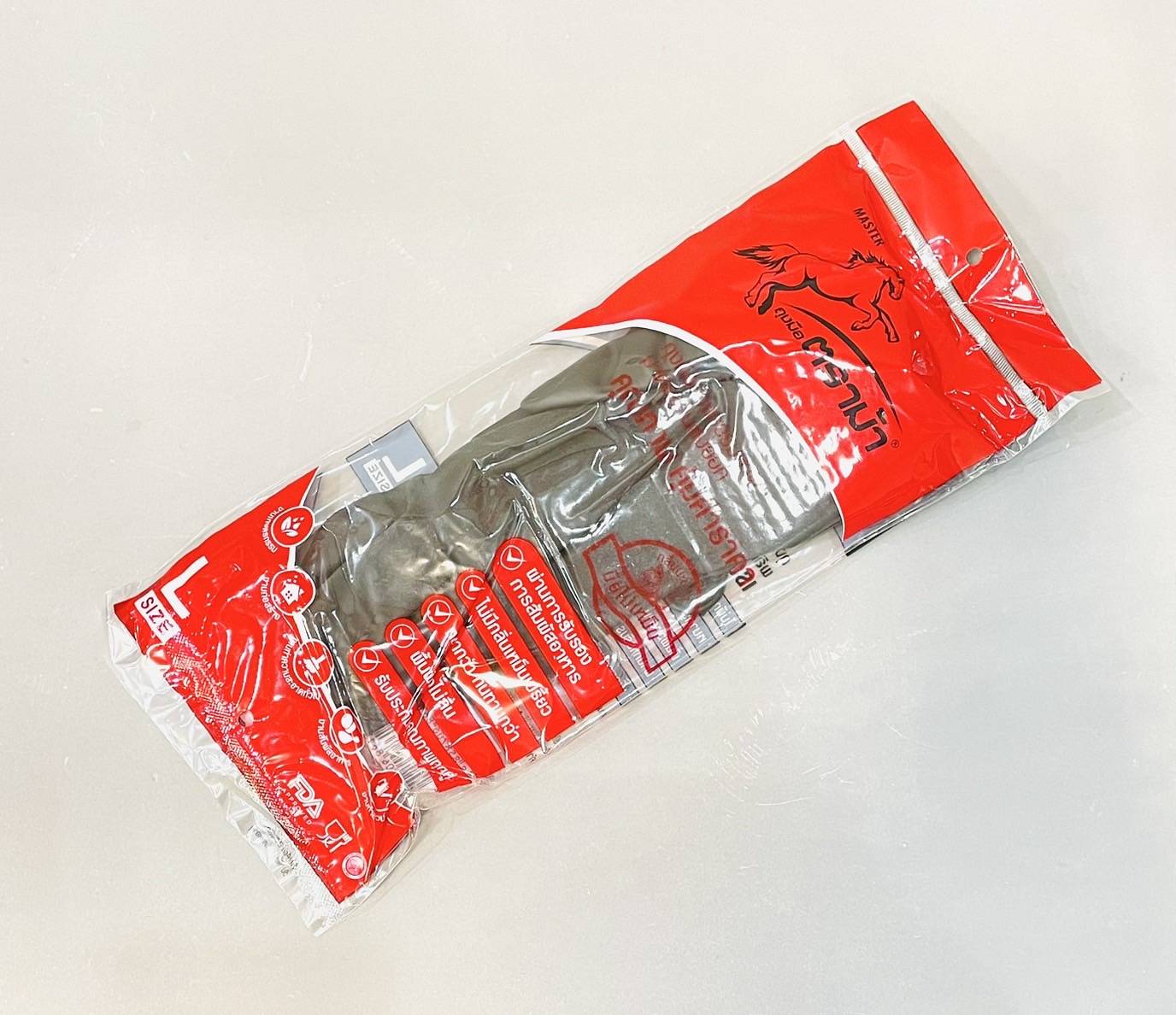 ถุงมือยางบางดำ ตราม้า