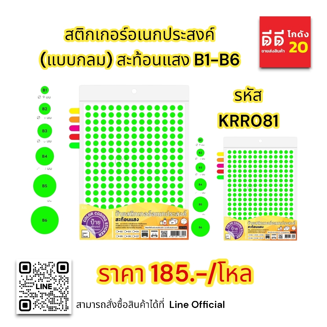 สติกเกอร์อเนกประสงค์ (แบบกลม) สะท้อนแสง B1-B6