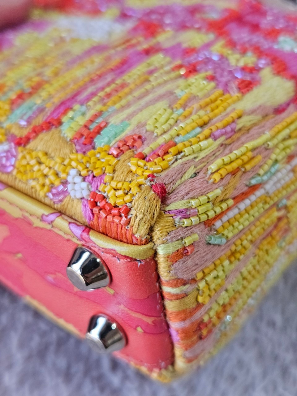 Lady Dior Micro Multicolor - Orange Gold Hardware