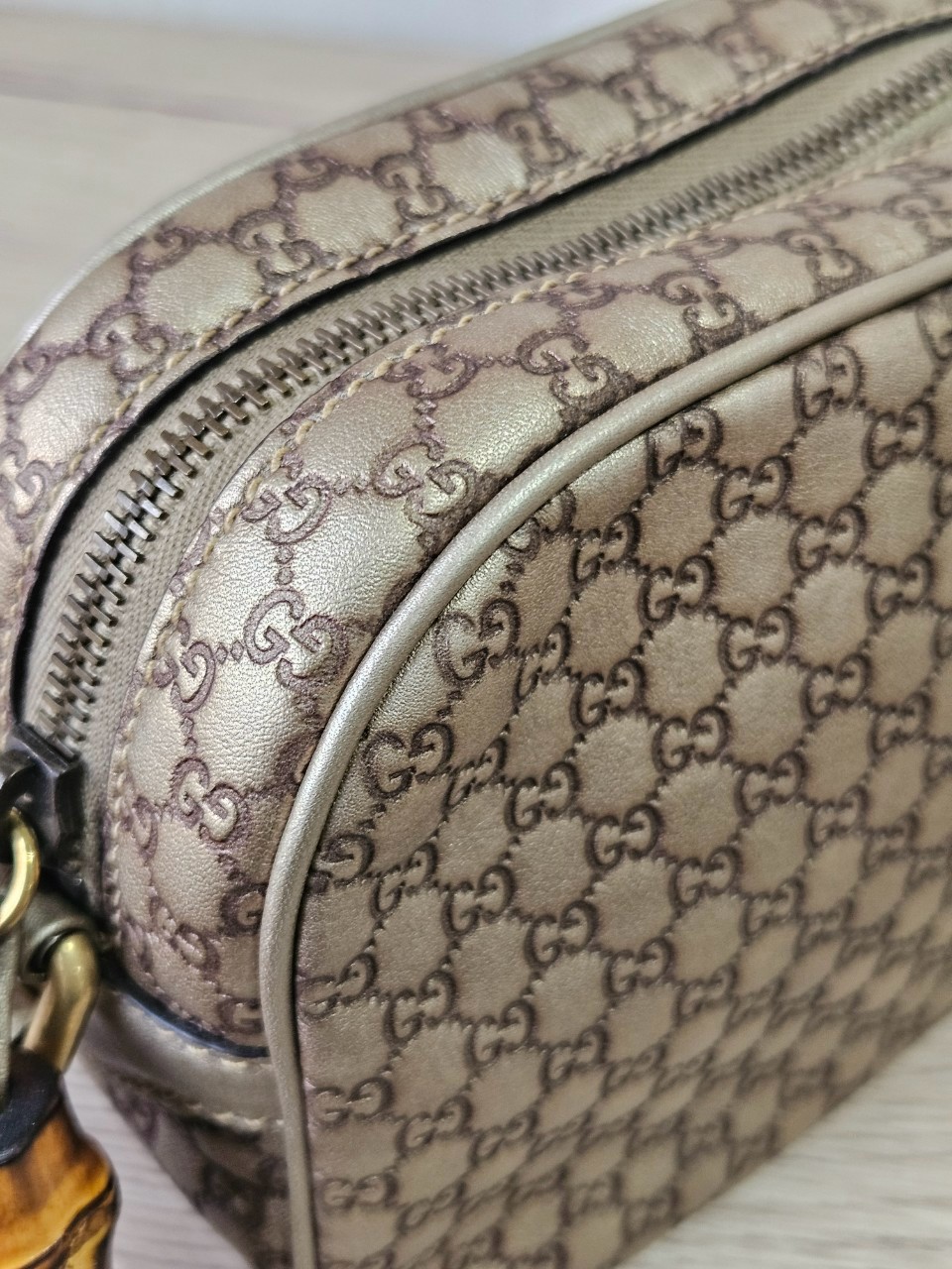 Gucci Guccissima Bamboo Metallic Gold Shoulder bag