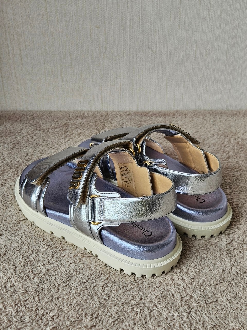Dior Dioract Silver Leather Sandals