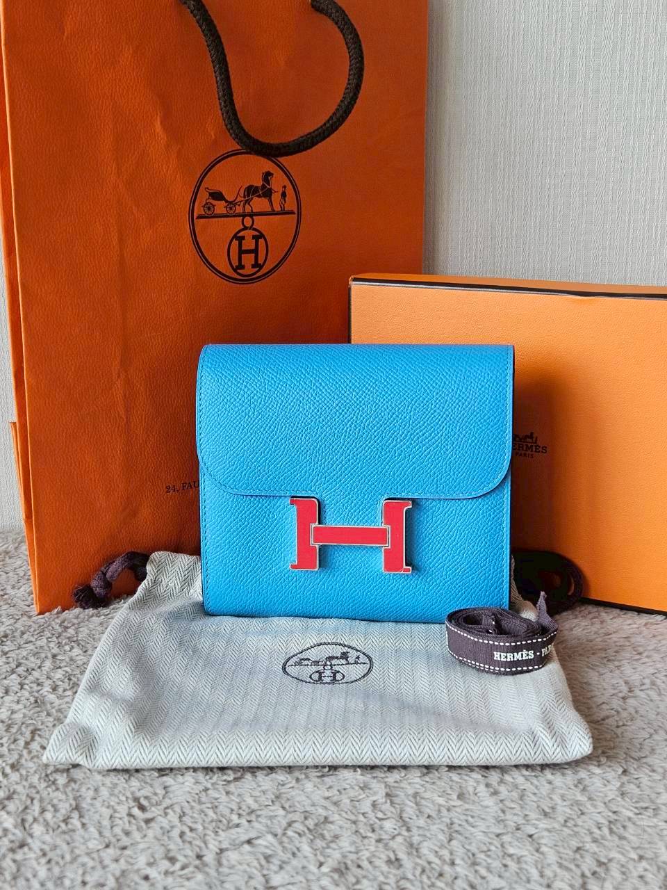 Hermes Constance Light Blue Wallet