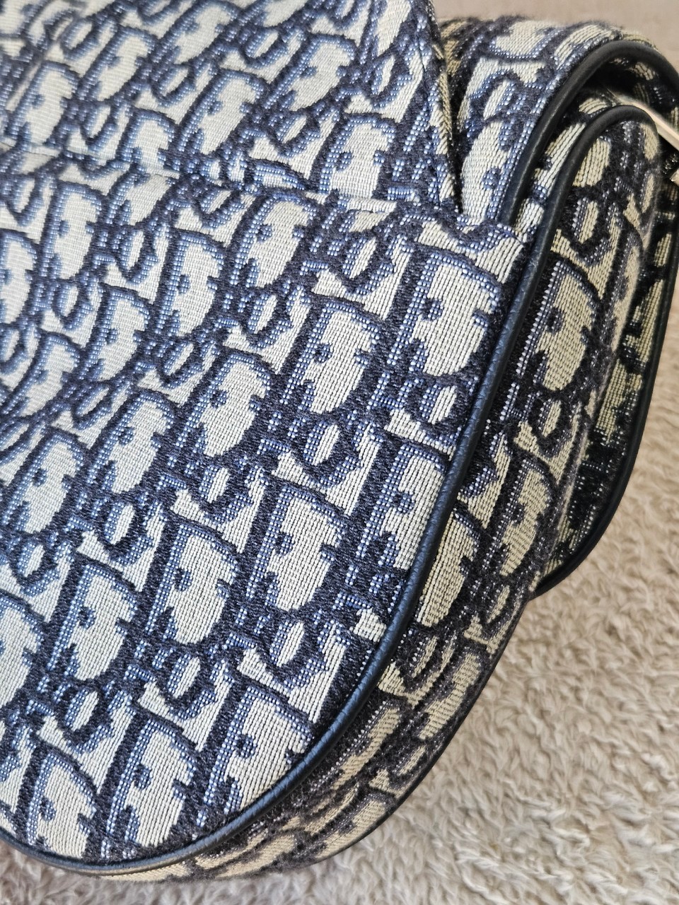 Dior Saddle Beige and Black Oblique Jacquard