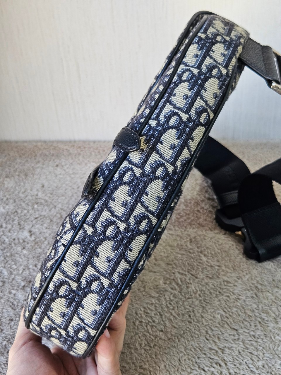 Dior Saddle Beige and Black Oblique Jacquard