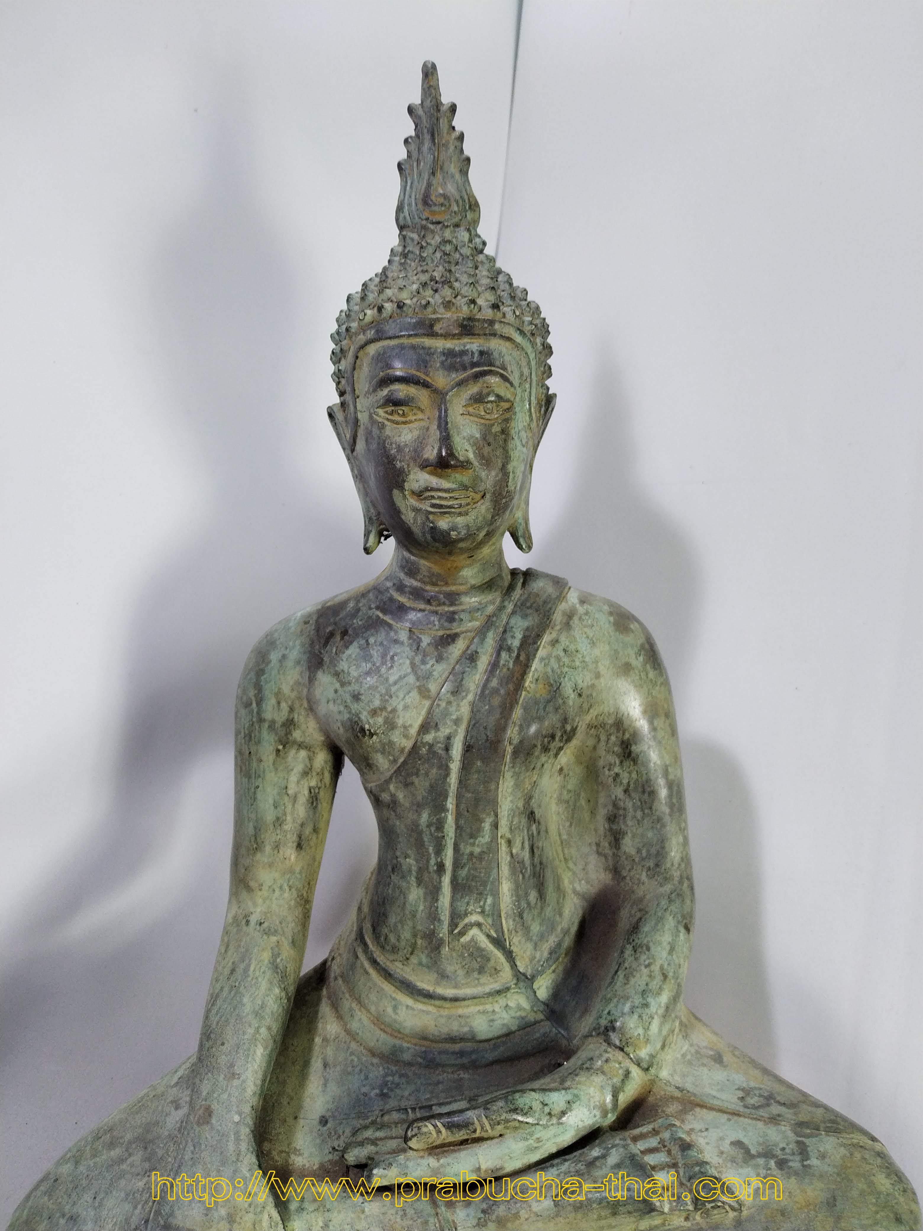 พระอู่ทอง ปางชนะมาร ฐานลายช้าง หน้าตัก 9 นิ้ว สภาพเก่า