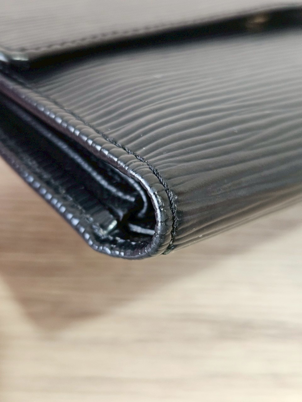 LV Epi Trifold Black Long Wallet