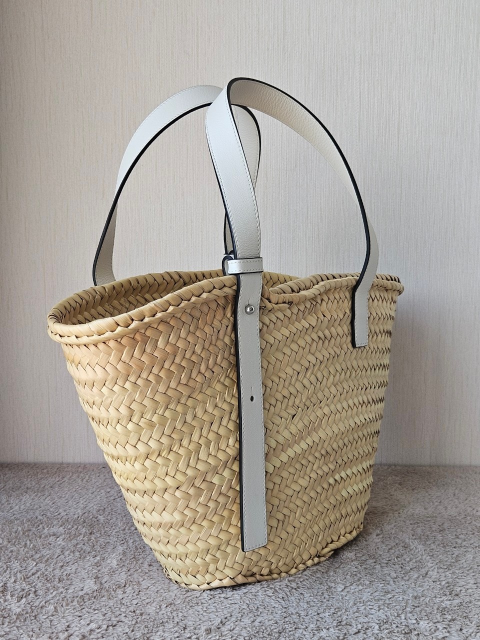 Loewe Basket Bag In Palm Leaf and Calfskin