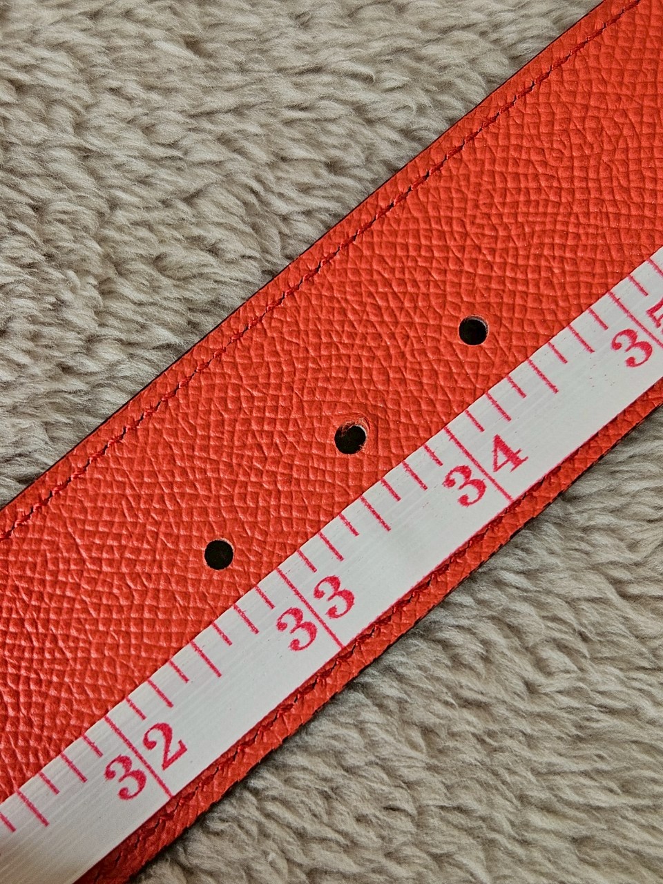 Hermes belt 42mm size85 เอว33-34.5 สายสีแดง/โอรส
