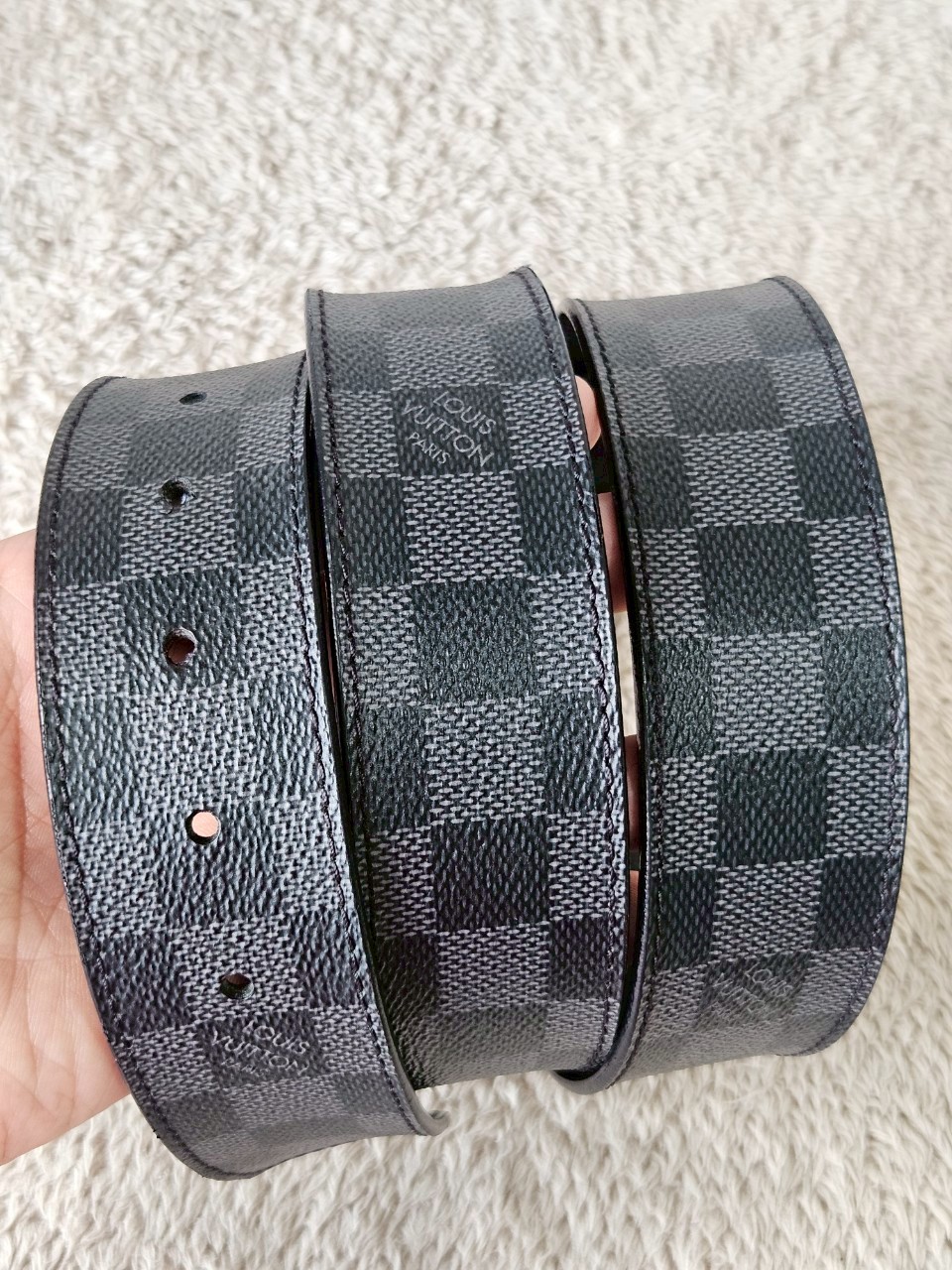 LV M9808 100/40 Initiales Damier Graphite Belt