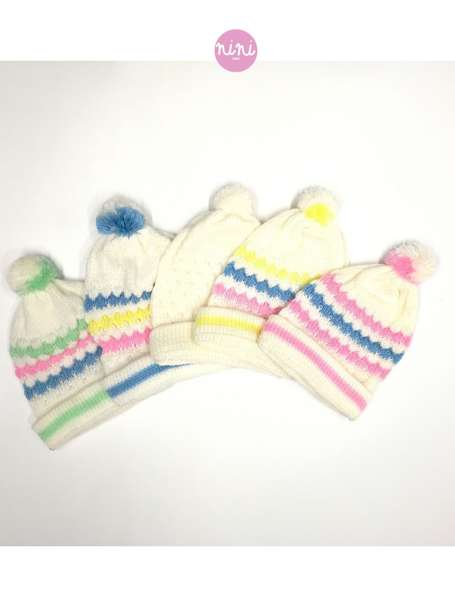 ขายส่ง หมวกไหมพรมเด็กแรกเกิด รุ่นหมวกน้อยหน่าริ้วรุ้ง (ราคาต่อโหล) nongnini1988