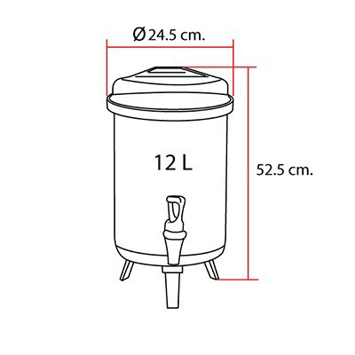 ถังเก็บชานม ถังจ่ายเครื่องดื่ม ถังคูลเลอร์ สแตนเลส 12 ลิตร