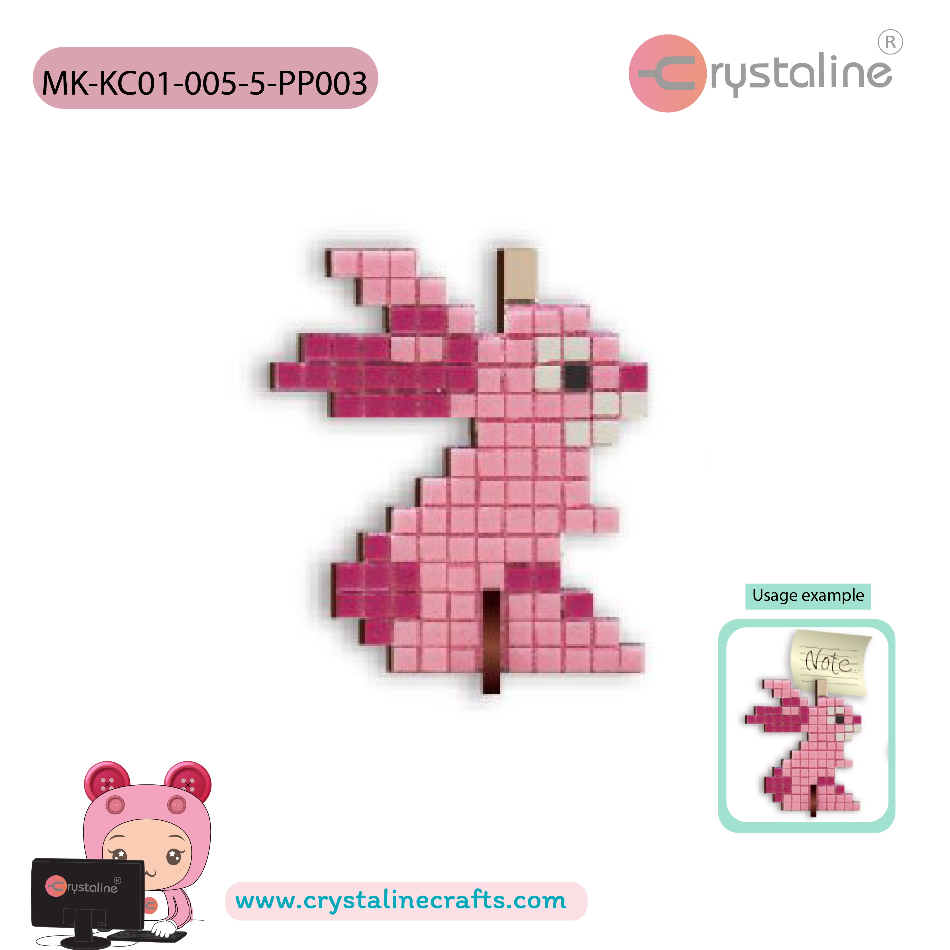 Memo clip holder kit - Rabbit (size 11.5x9 cm,1pc/pack)