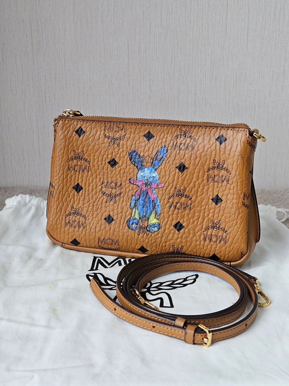 MCM Rabbit Top Zip Crossbody