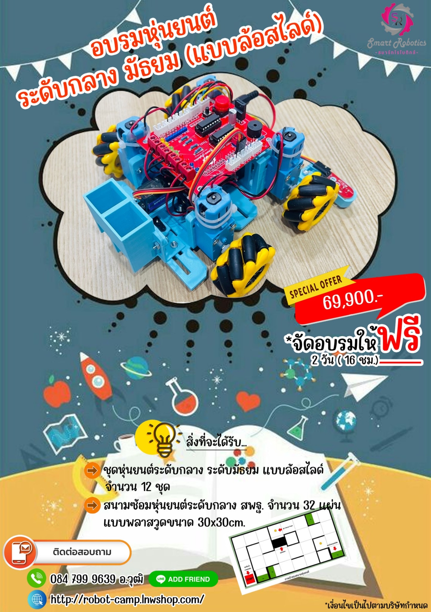 เซตอบรมหุ่นยนต์ระดับกลางสำหรับ มัธยม ราคานี้เฉพาะค่าหุ่นยนต์กู้ภัย ฟรีอบรม 2วัน