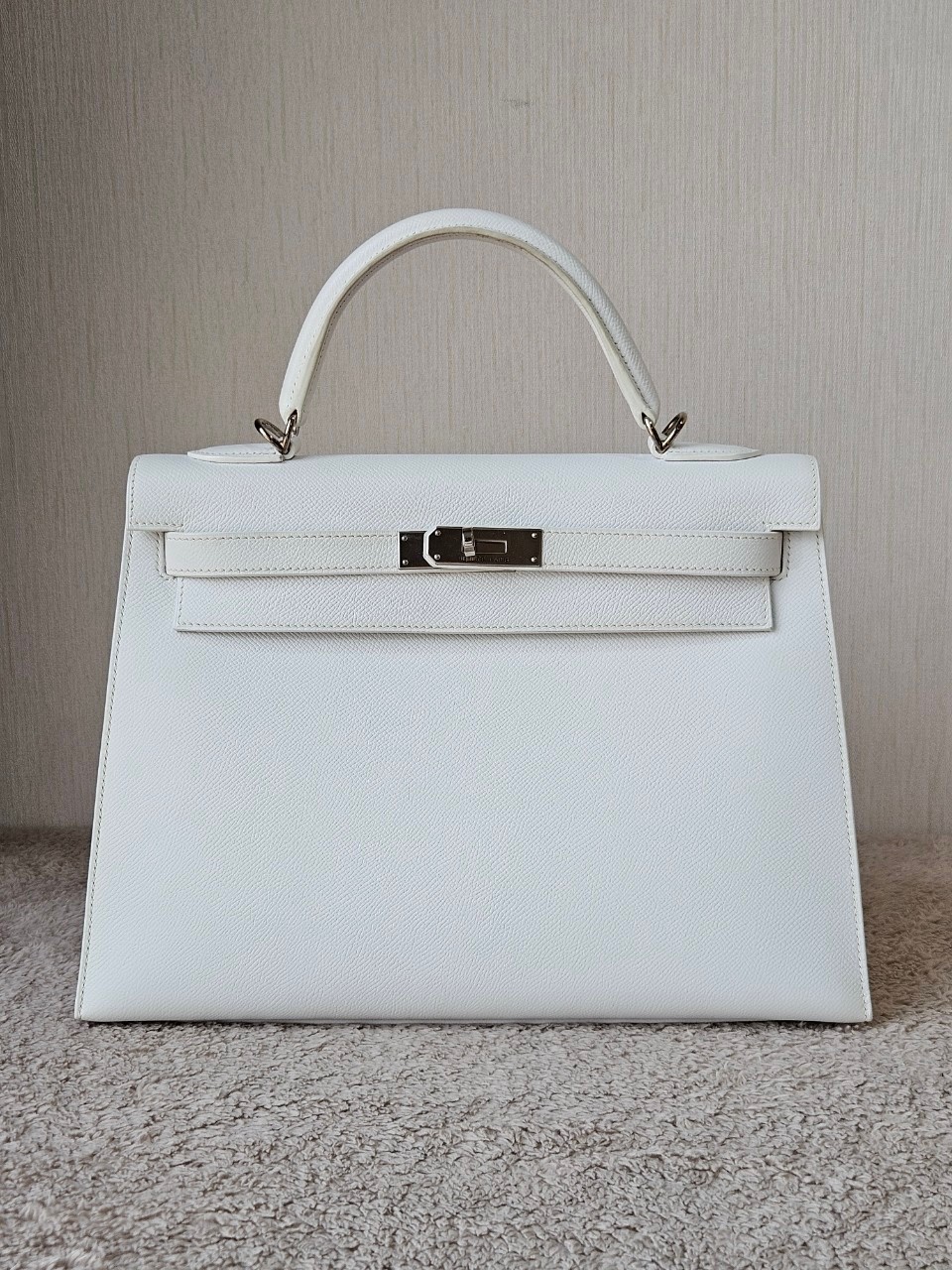 Hermes K32 Blance Epsom PHW stamp K