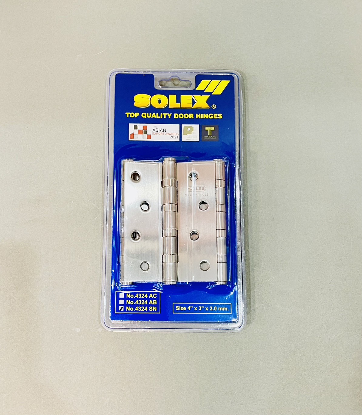 บานพับสแตนเลส S324SN 4" x 3"(แพค3ตัว) Solex