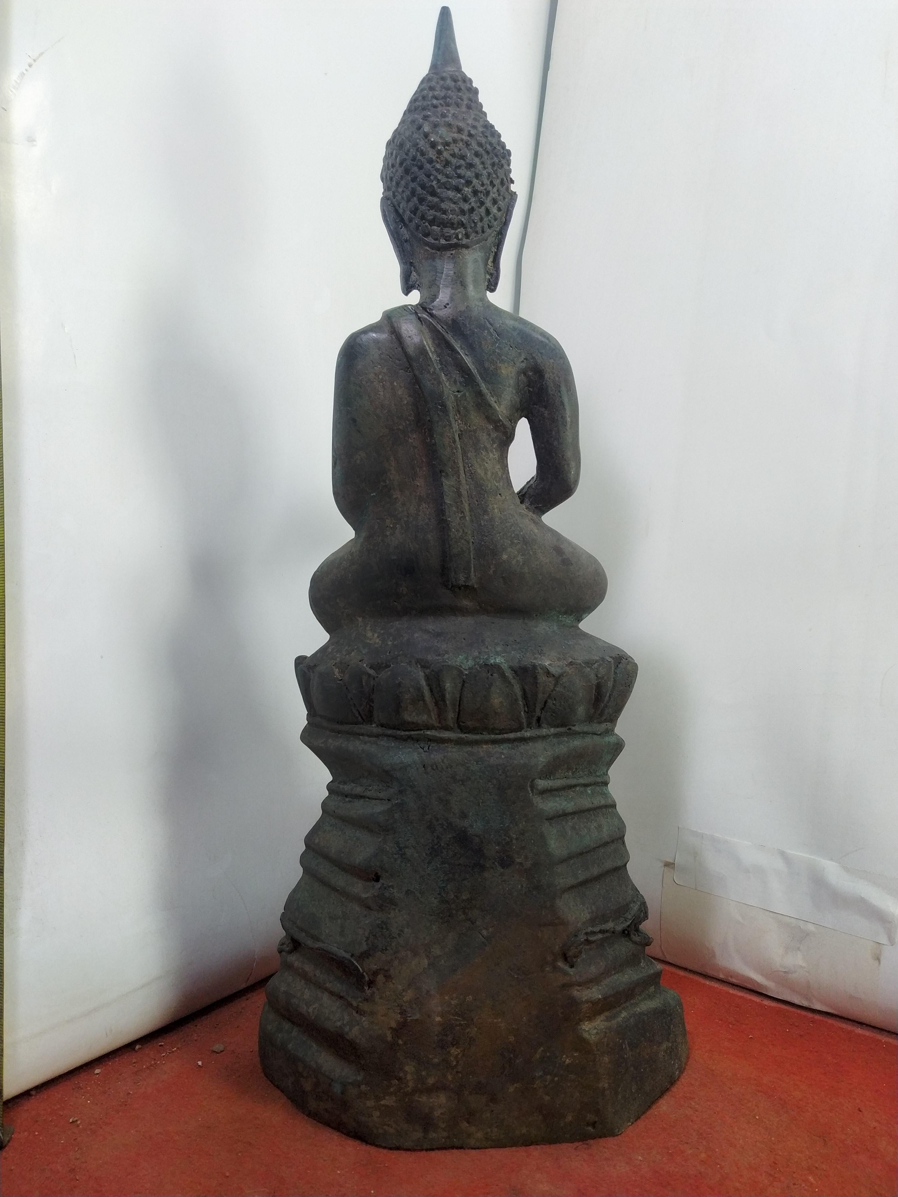 พระเชียงรุ้ง ฐานสูง สูง15 นิ้ว เนื้อสำริด