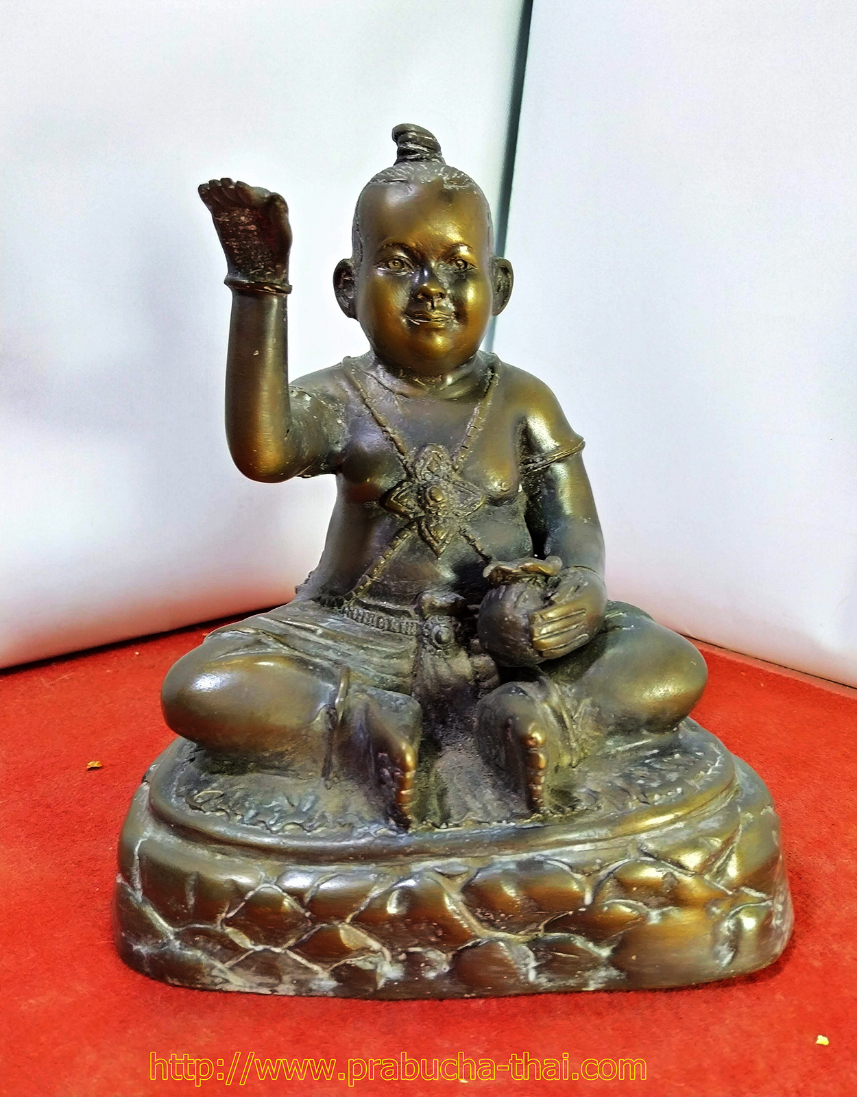 กุมารทองเพชรเจ้าจุก เนื้อโลหะฐานขนาด5นิ้ว วัดพรหมจริยาราม เชียงใหม่