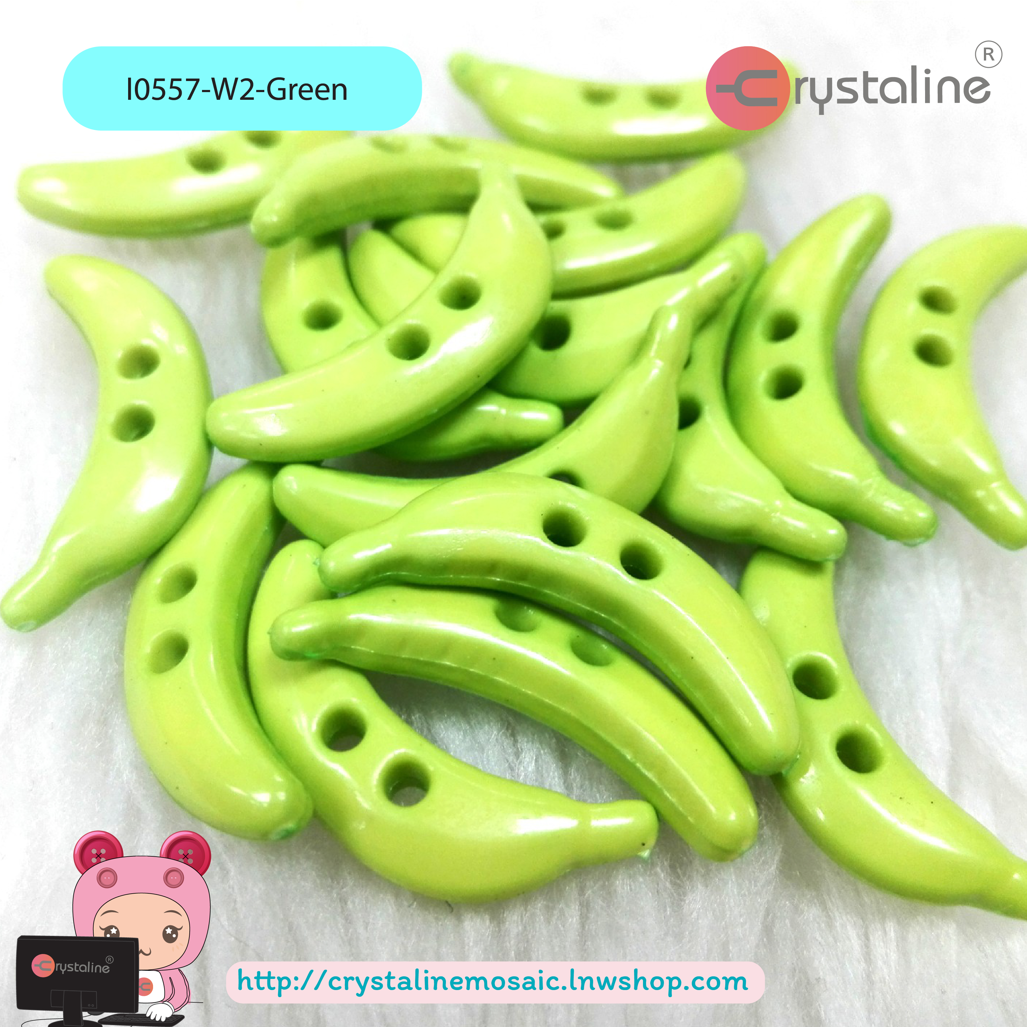 Banana button - Green col. (size 32L,1pc/pack)