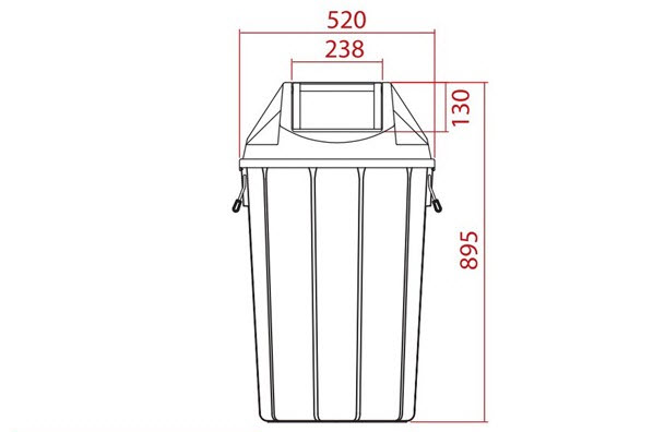 ถังขยะเทศบาล ทรงกลม ฝาแกว่ง 100 ลิตร