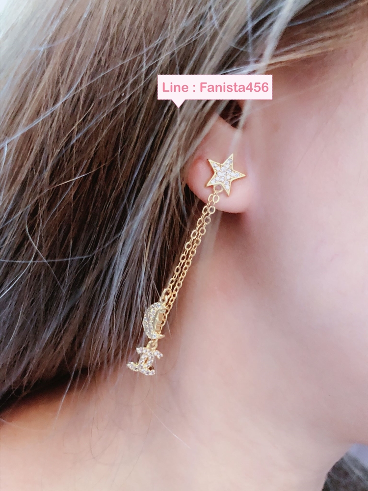 ต่างหูชาแนล ห้อยโซ่พระจันทร์ Chanel long chanel Earring