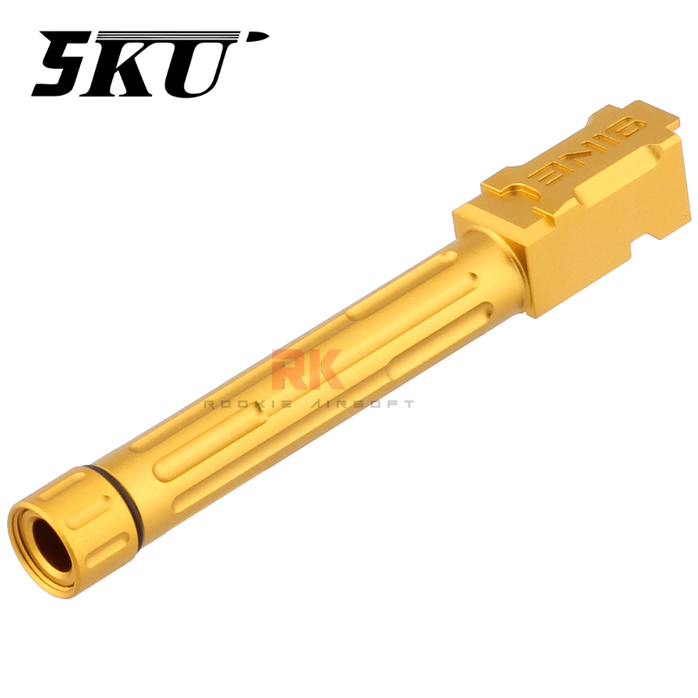 5KU LANTAC 9INE Fluted Outer Barrel for Marui G17 (Gold)