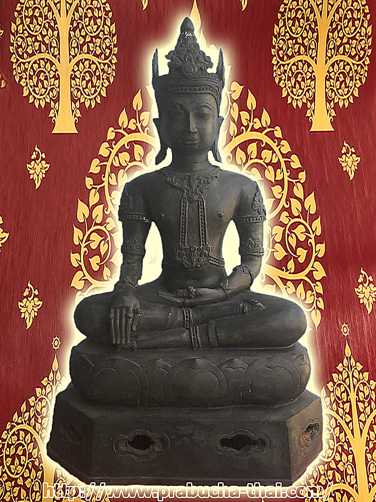 พระเชียงแสน ทรงเครื่อง ฐาน 17 นิ้ว เนื้อโลหะสำริด