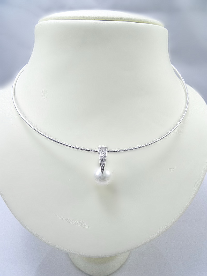 เซ็ทสร้อยคอเงินแท้พร้อมจี้มุกน้ำจืดแท้เม็ดใหญ่ขนาด 12 mm.ตัวเรือนเงินแท้ ชุบทองคำขาว ชิ้นงานประณีต