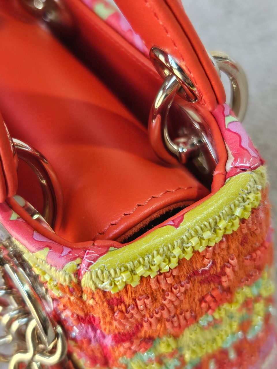 Lady Dior Micro Multicolor - Orange Gold Hardware