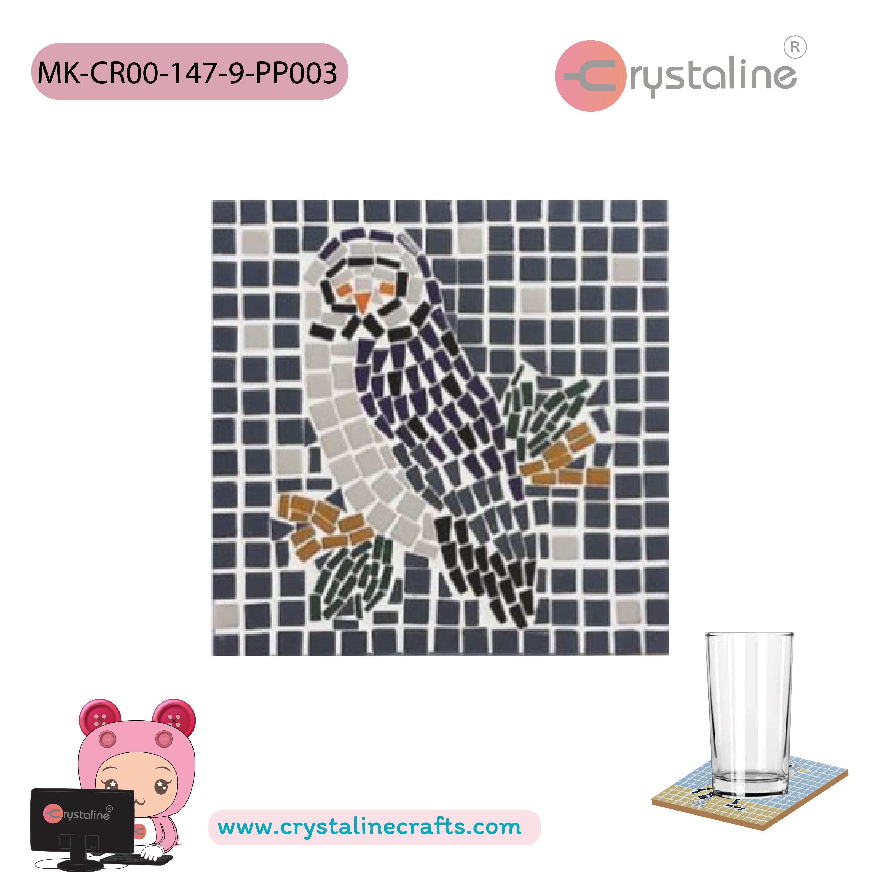 Coaster kit - Owl (size 9x9 cm,1pc/pack)