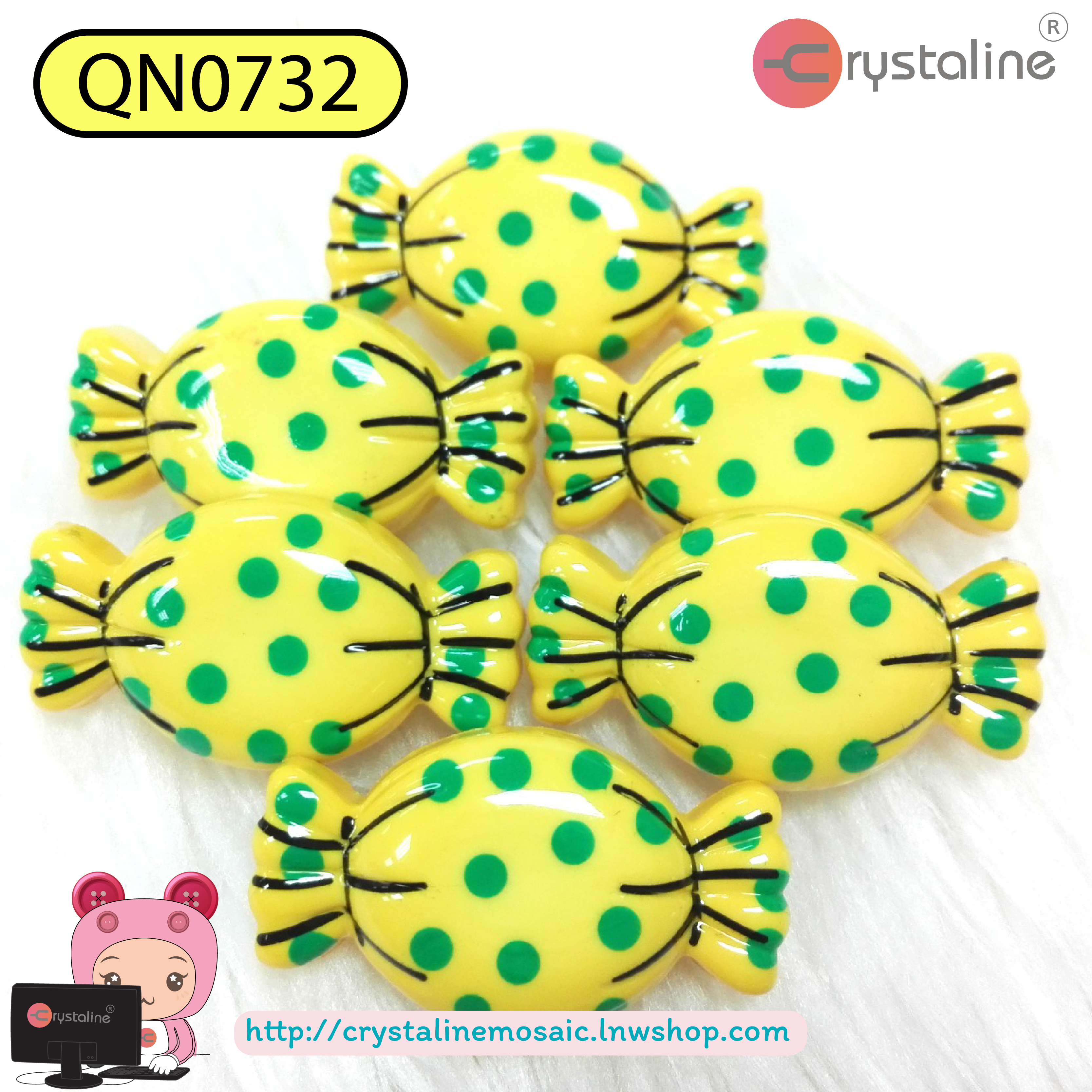 Candy button - Yellow col. (size 50L,1pc/pack)
