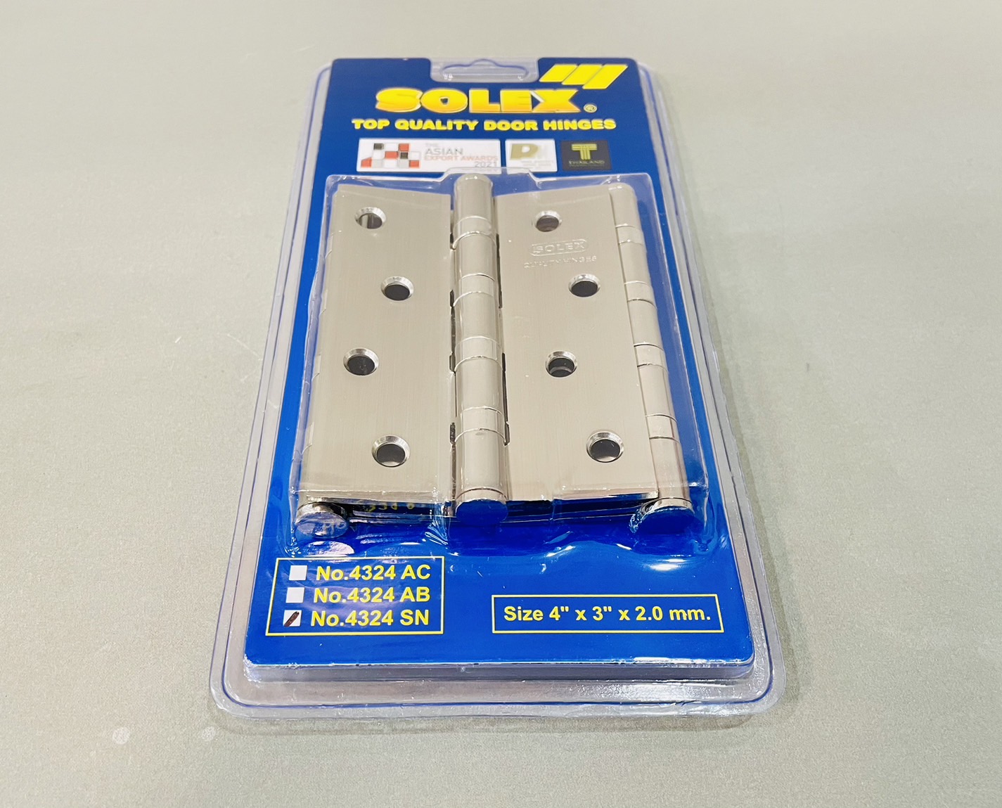 บานพับสแตนเลส S324SN 4" x 3"(แพค3ตัว) Solex