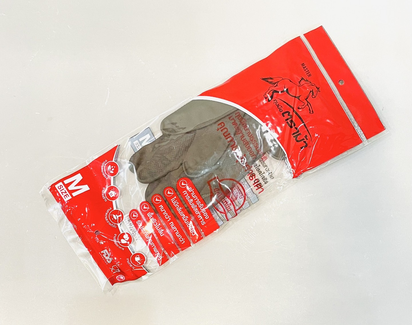 ถุงมือยางบางดำ ตราม้า