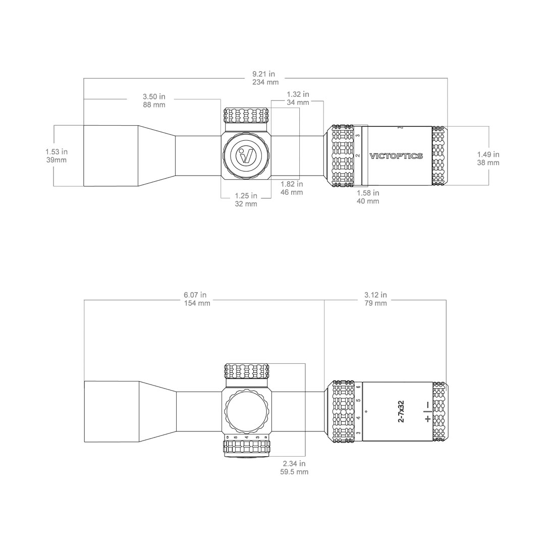 VictOptics SOI 2-7x32 Rifles Scope