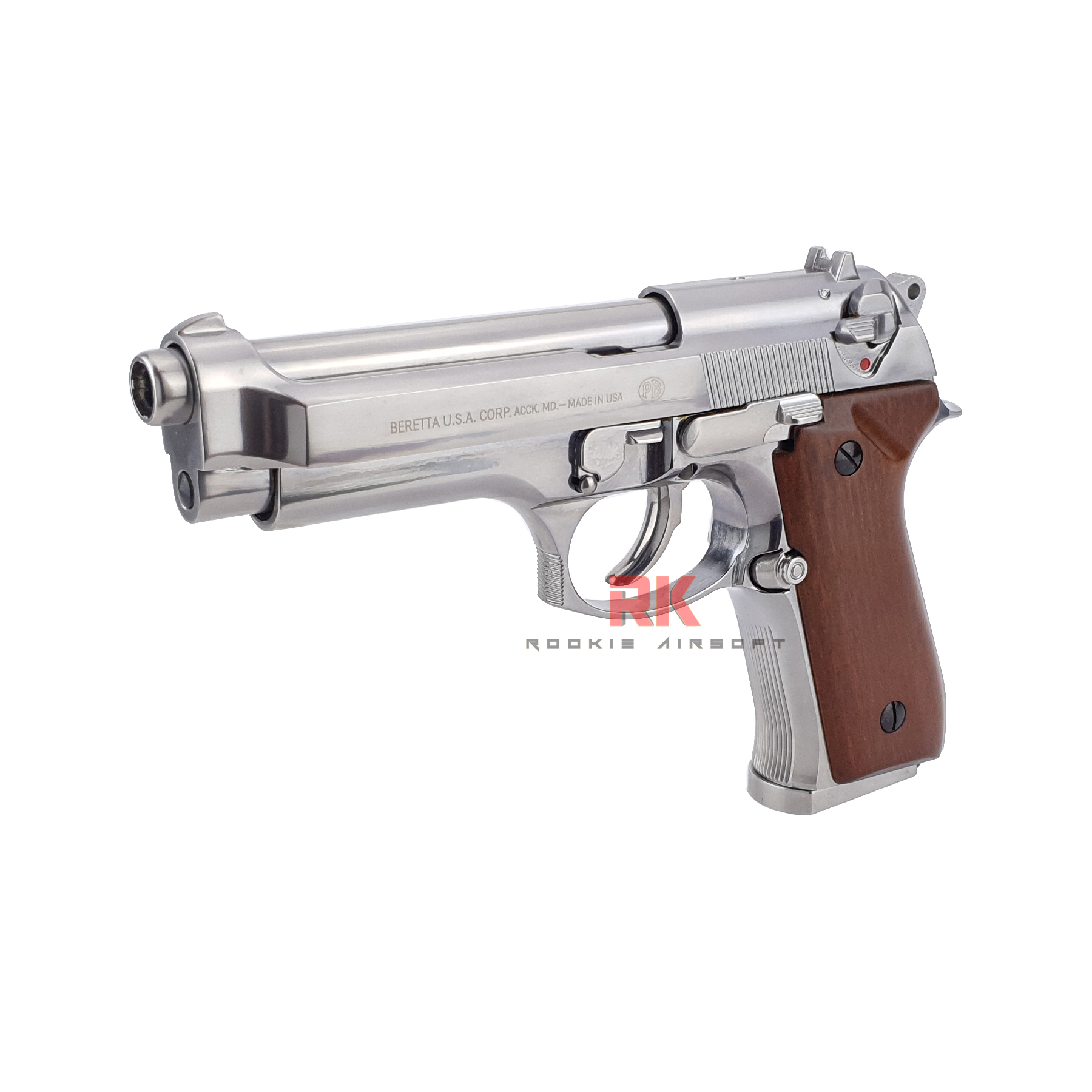 SRC Beretta M92 กริปไม้ GBB - Silver