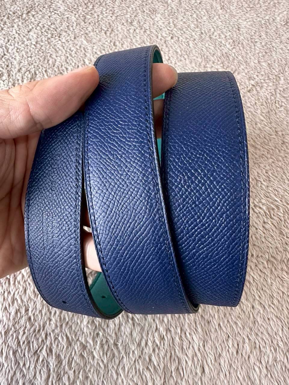 Hermes Belt 32mm หัวกลมเงิน