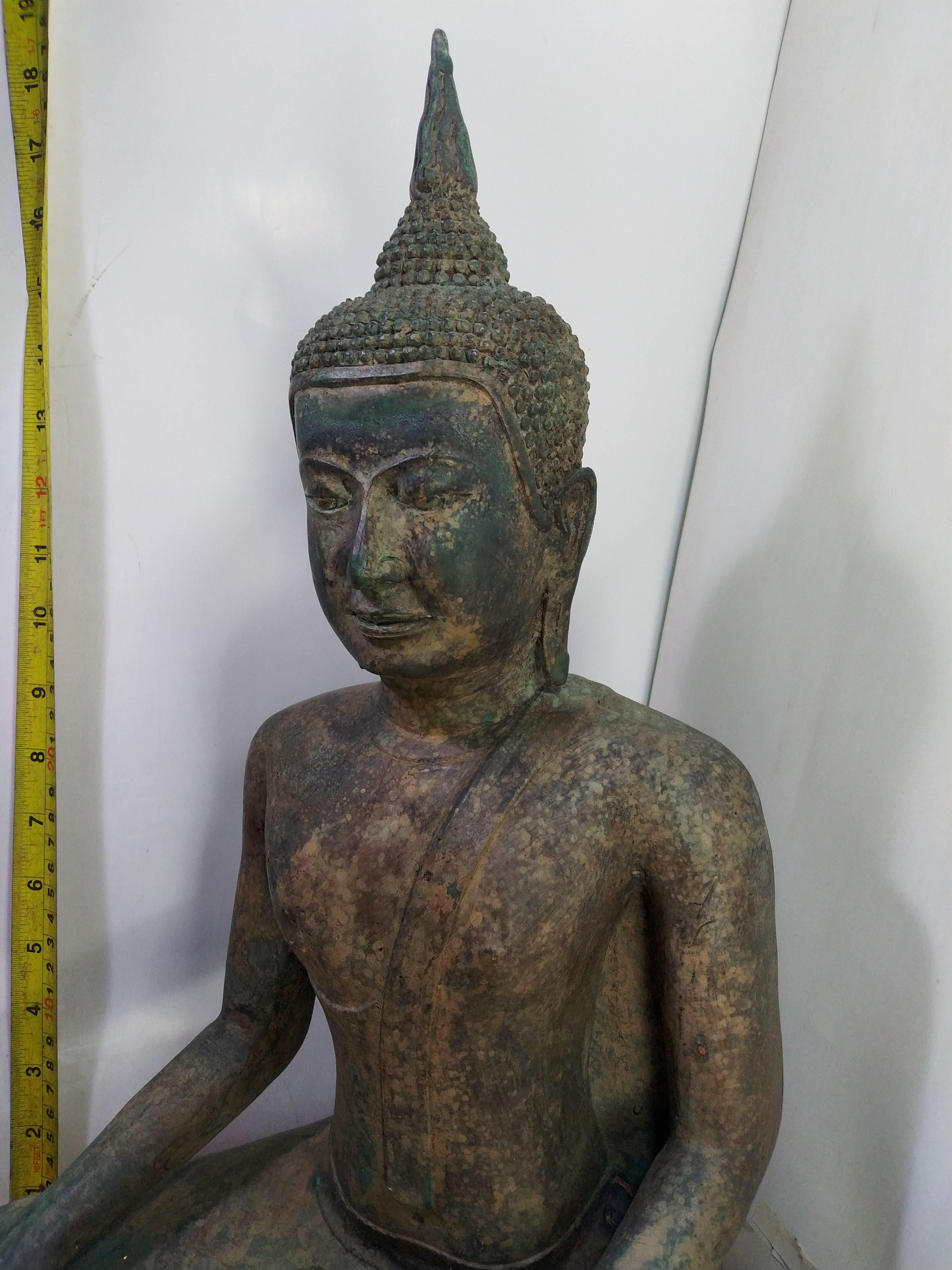 พระอู่ทอง ปางชนะมาร หน้าตัก 12 นิ้ว สำริดสภาพเก่า