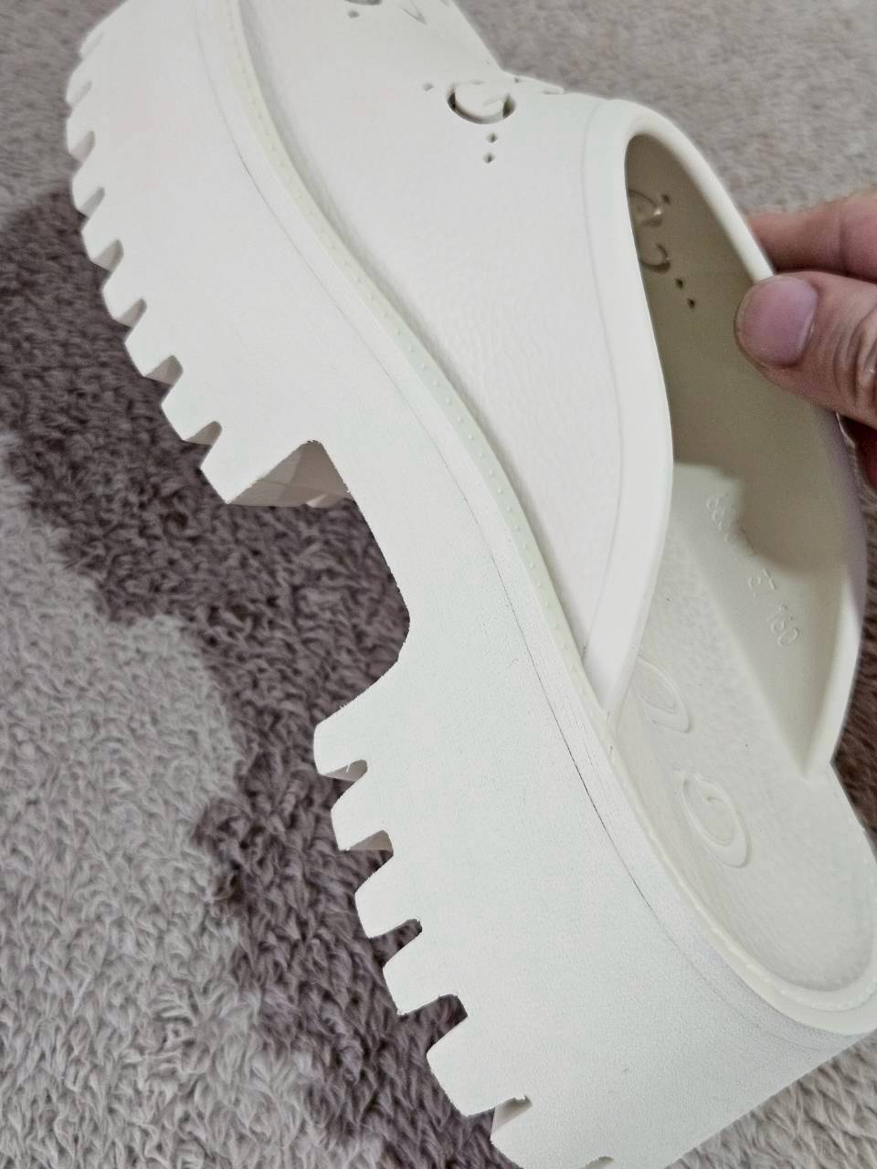 Gucci Platform Perforated G Sandal White