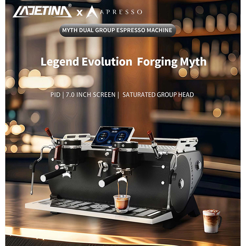 LADETINA MYTH AT2-2 | Dual Group Espresso Machine with Pre-Infusion | Dual Boiler | Touchscreen Control