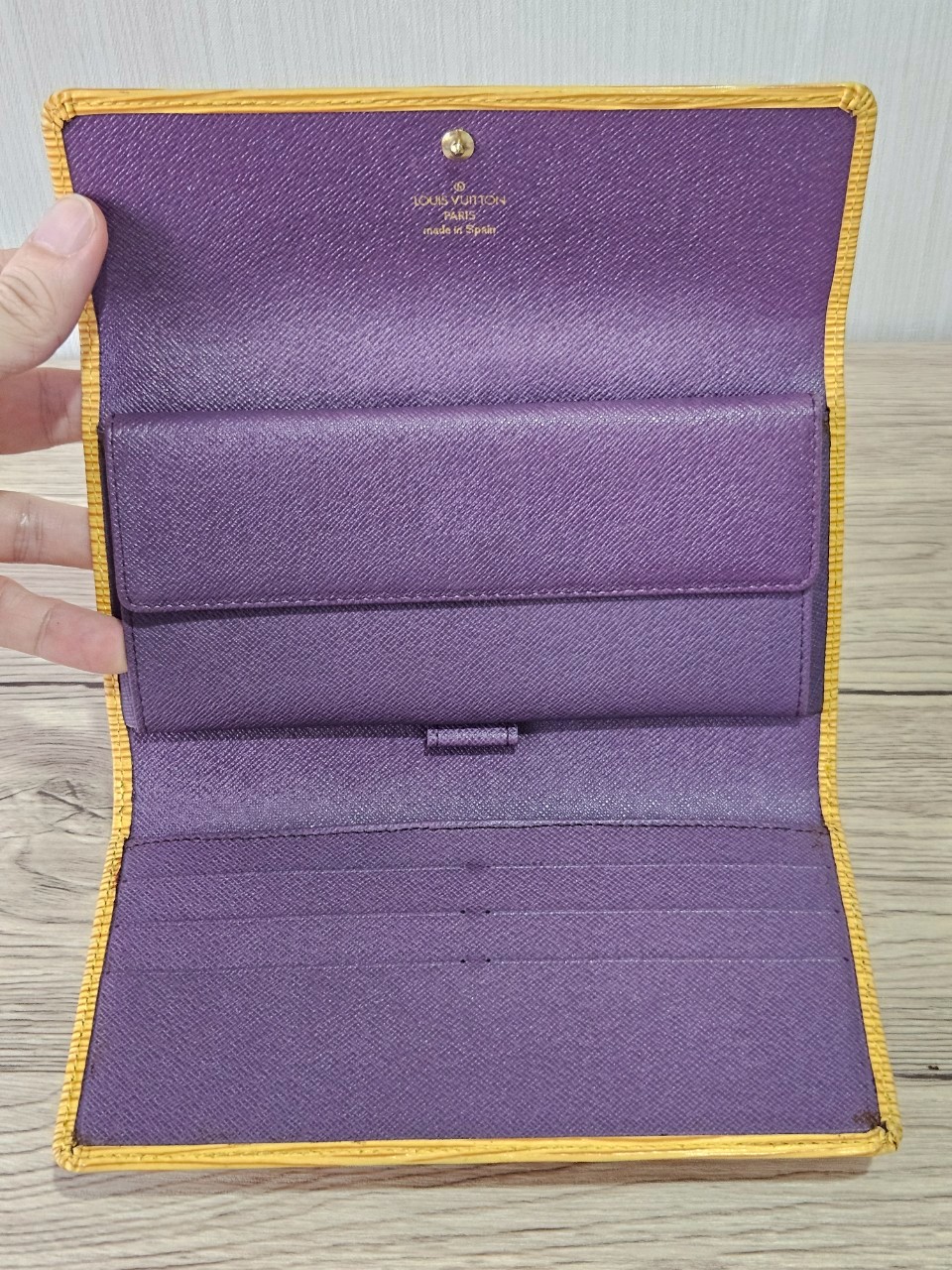 LV Epi Trifold Yellow Long Wallet